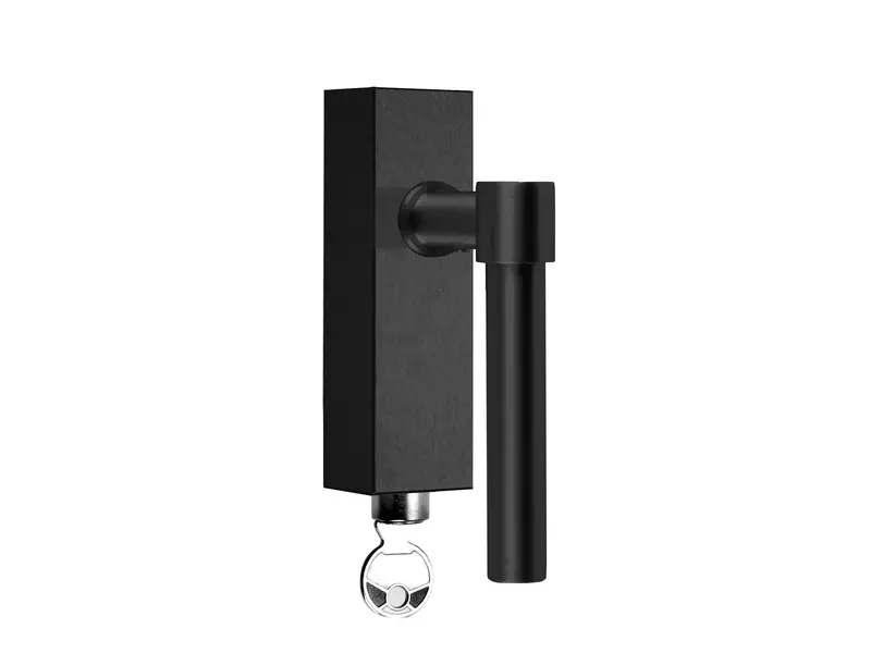 Draaikiep raamkruk Mat zwart PVD One Piet Boon PBL15- DKLOCK Afsluitbaar 124mm